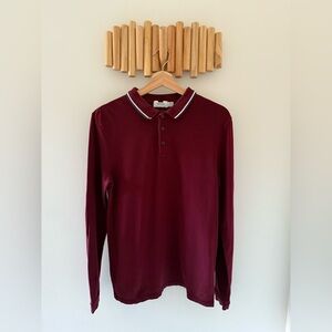 Topman - Burgundy Pique Polo - S